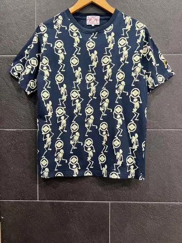 Evisu 스켈레톤 프린트 T셔츠 네이비