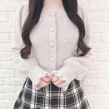 evelyn 비쥬 하트 가디건 핑크