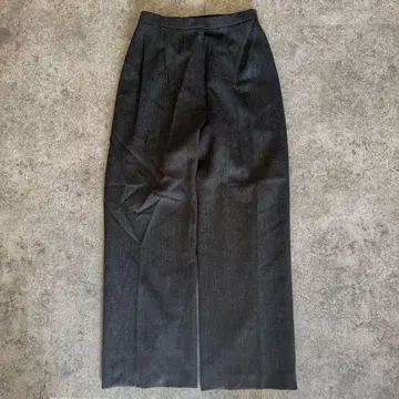 울 혼방 다크 그레이 와이드 팬츠