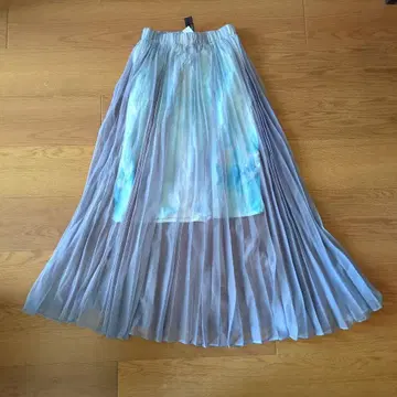 시스루 플리츠 롱 스커트 라벤더 색상