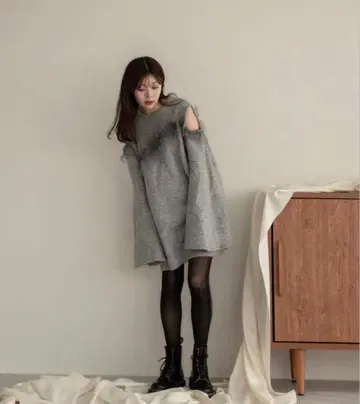 mideal 프릴 니트 원피스