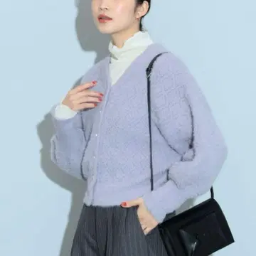 BEAMS HEART 빔즈하트 마름모 자카드 페더 가디건