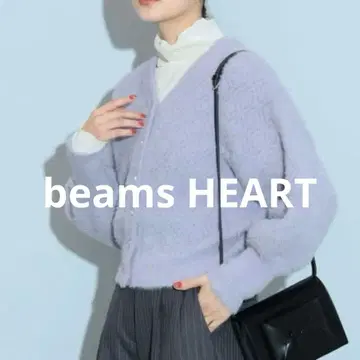 BEAMS HEART 빔즈하트 마름모 자카드 페더 가디건