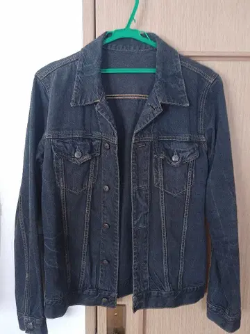 다크 블루 데님 자켓 남성용 여성용 구제 의류 M 사이즈 인디고
