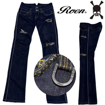 새상품급 로엔 청바지 데님 금실 부츠컷 플레어 팬츠 스터드