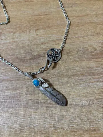 실버 페더 목걸이 (터콰이즈, 휠, 이글 후크)