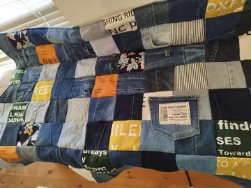 No.1306 핸드메이드 담요 데님 리메이크 패치워크