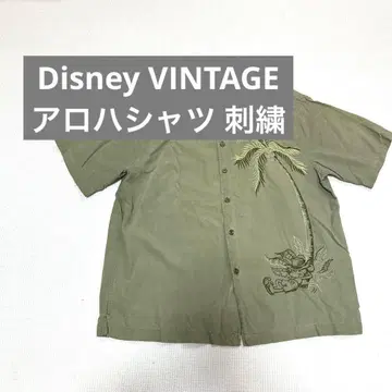 레어 월트 디즈니 월드 알로하 셔츠 미키 자수 구제 의류 실크