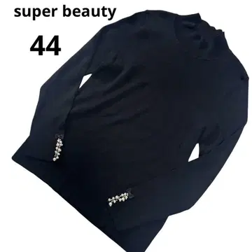 [ 새상품급 ] 슈퍼뷰티 소매 펄 리본 블랙 긴팔 하이넥