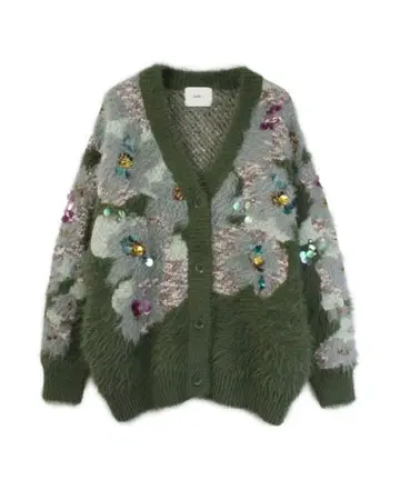 COEL 꽃무늬 비쥬 샤기 가디건