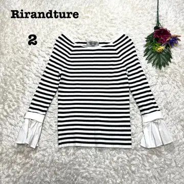 리랜드트루 소매 도킹 니트 보더 펄 2way 모노톤 M