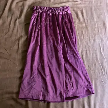 퍼플 롱 스커트 밴딩 셔링