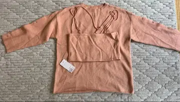 [ mystic ] 새상품급 핑크 니트 긴팔 뷔스티에 포함