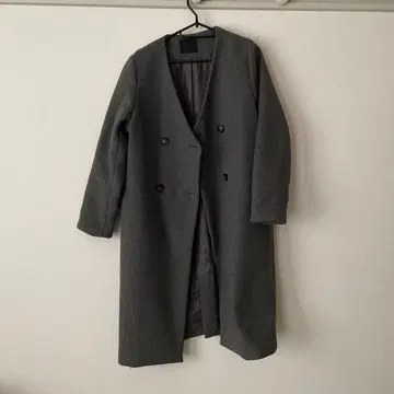 KBF 그레이 더블 브레스트 체스터 코트