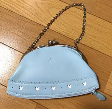 키타무라 디즈니 콜라보 핸드백 가마구치 동전 지갑 지갑 아이스 블루