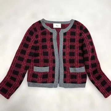 Harris 빨검 체크 니트 가디건