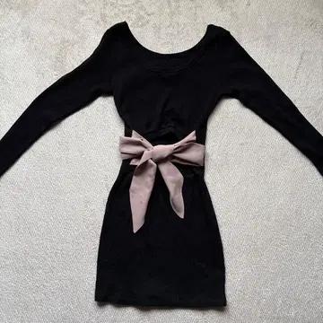 GYDA 백리본 골지 미니 원피스