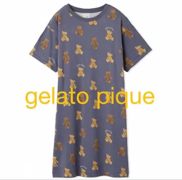 젤라또피케 베어 패턴 원피스 네이비 새상품