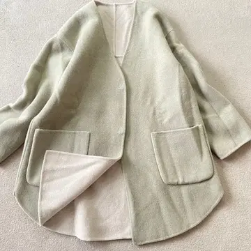 QTUME 쿠츄므 노카라 코트 리버서블 울 그레이