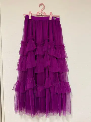 COOLA 프릴 달린 퍼플 튤 롱 스커트