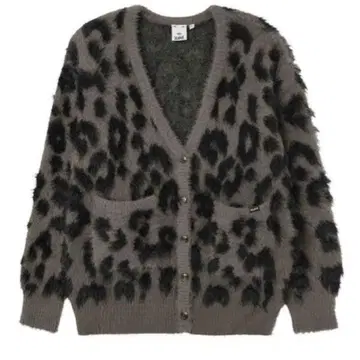 X-girl 레오파드 무늬 가디건 그레이