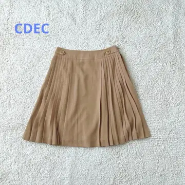 쿠 드 샹스 사이드 플리츠 스커트 일본제 무릎 기장 캐주얼 페미닌