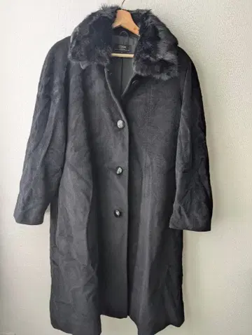 ITEM 한큐 백화점 블랙 퍼 옷깃 롱 코트 F 사이즈