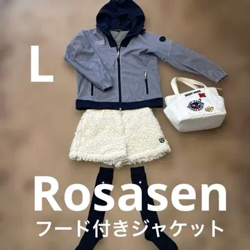 [ rosasen ] 로사센 후드 부착 자켓 L 블루/네이비