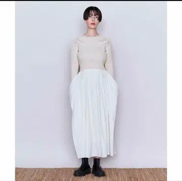 AEWEN MATOPH 리브 콤비 원피스 38 크림