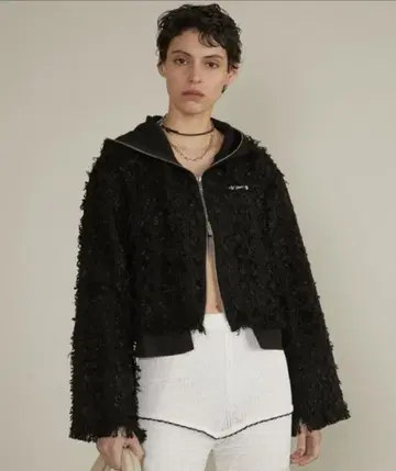 prank project 트위드 후디 Tweed Hoodie 블랙