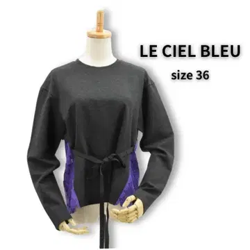 미사용품 루 블루 레이스 레이어드 리본 벨트 포함 풀오버 사이즈 36