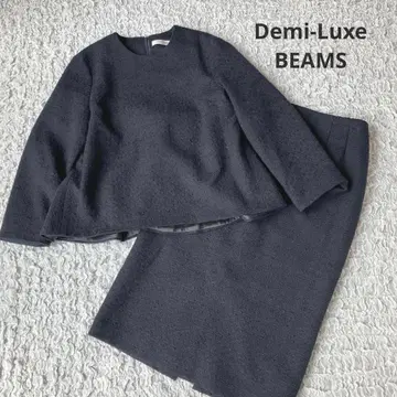 Demi-Luxe BEAMS 백플레어 트위드 셋업 네이비 38