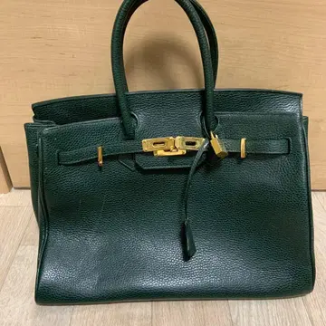 다크 그린 가죽 핸드백