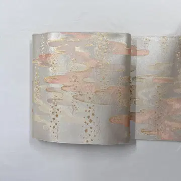 후쿠로 오비 금실 에가시라 색종이 흩뿌림 실버 기모노 오비 041k