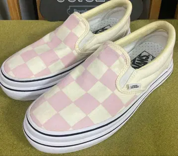 반스 체크 무늬 깃발 핑크 통굽