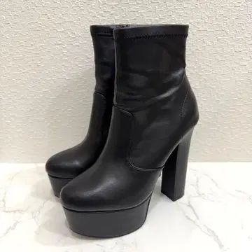 R&E 와이드 힐 스트레치 숏부츠 블랙 힐 13.5cm