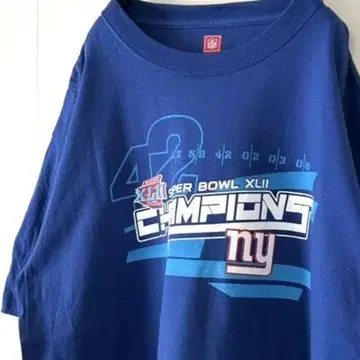 NFL 슈퍼볼 챔피온스 T셔츠 L 블루 파랑 구제 의류