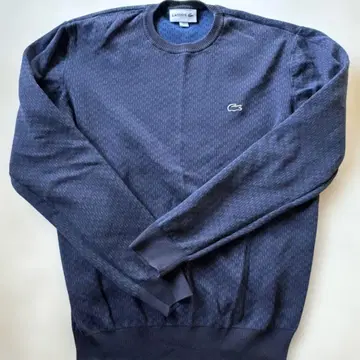 LACOSTE 라코스테 코튼 자카드 크루넥 스웨터 M 네이비