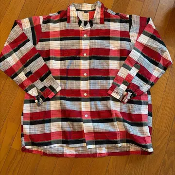 50s 60sBrent 코튼 실크 체크 무늬 긴팔 셔츠