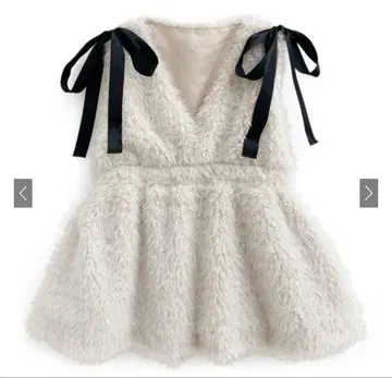 GRL V넥 리본 퍼 페플럼 튜닉[gn333]