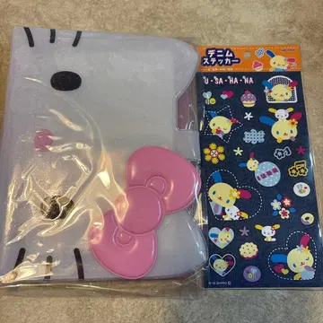 산리오 헬로키티 바인더 & 데님 스티커 우사하나 2종 세트