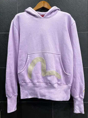 EVISU YAMANE 후드 부착 라벤더 후드티 갈매기 자수