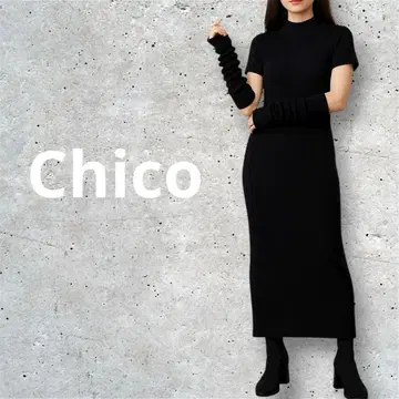 Chico 암워머 하이넥 니트 롱 원피스 타이트 스타일리쉬