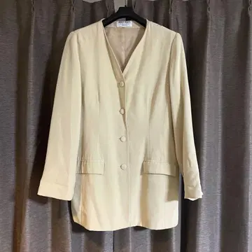 노카라 자켓 크림색