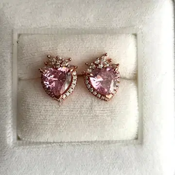 하트 핑크 골드 컬러 s925 실버 귀걸이