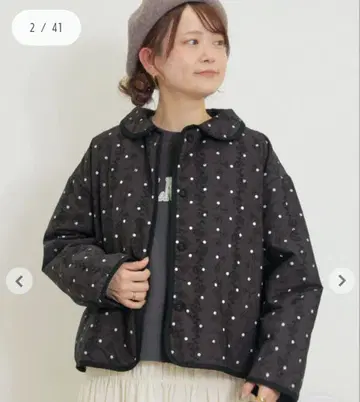 새상품 사만사 모스모스 충전솜 꽃무늬 자수 퀼팅 자켓 프리 사이즈