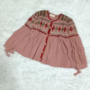 레어 핑크하우스 PINKHOUSE 니트 가디건 플리츠 벌룬 소매