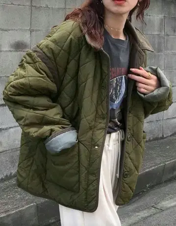 [ friful ] 퀼팅 자켓 카키 XL