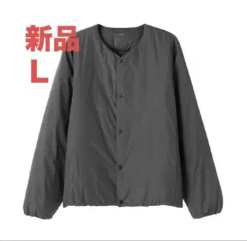 무인양품 경량 다운 포켓터블 노카라 자켓 남성용 L 다크 그레이