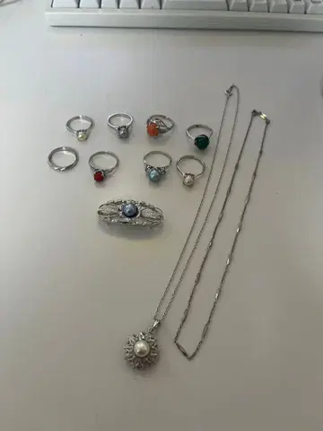 모두 각인 있음 실버 반지, 목걸이, 오비 고정 띠 주얼리 일괄